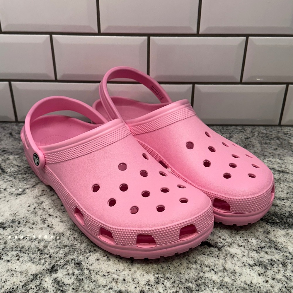 Crocs Mens 13 Classic Clog Pink Tweed 10001-6WY Slip On Water Shoe Barbiecore